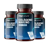 Colágeno Marino Hidrolizado 100% Puro - Alta Absorción, 1.215mg I Pack Trío 180 Cápsulas | Alta eficacia (2 cápsulas) o máxima potencia (3 cáp) | Piel Radiante, Huesos Fuertes, Alivio Dolor Articular