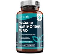 Colágeno Marino Hidrolizado 100% Puro - Dosis Alta de 1200mg de Concentración 120 Comprimidos - Péptidos Colageno Tipo 1 Marino de Peces Salvajes - para Piel y Articulaciones - Nutravita