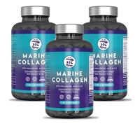 Colageno Marino Hidrolizado Puro con Acido Hialuronico, Vitamina C, Coéncima Q10 y Zinc, Marine Collagen, Colágeno Marino con Acido Hialurónico (120 Caps x 3 botes)