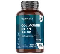 Colágeno Marino Puro - 1200 mg 120 cápsulas - Suplemento de Colágeno Hidrolizado Tipo 1 y 3 para el Cuidado de Huesos y Músculos