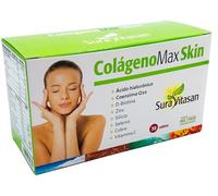 COLAGENO MAX SKIN | 30 sobres | Colágeno hidrolizado, Ácido Hialurónico, Coencima Q10, D-Biotina, Zinc, Silicio, Selenio, Cobre y Vitamina C | 3,5 gramos | Sabor natural a maracuyá | Suravitasan