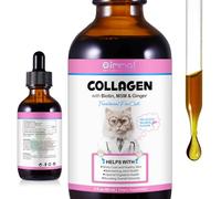 Colágeno para Gatos, Gatos Suplemento de Colágeno para Piel y Pelaje, Alivio del Picor para Gatos, Gotas Diarias de Colágeno Apoya las Articulaciones y Salud del Sistema Digestivo, 60 ml