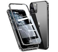 Colala Funda iPhone 12 Mini Absorción Magnética Carcasa[Marco de Metal] Frontal y Trasera Vidrio Templado 360 Grados Slim Fit Ultra Carcasa de Peso Ligero Cover Case - Negro