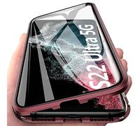 Colala Funda Samsung Galaxy S22 Ultra 5G Absorción Magnética Carcasa[Marco de Metal] Frontal y Trasera Vidrio Templado 360 Grados Slim Fit Ultra Carcasa de Peso Ligero Cover Case - Rojo