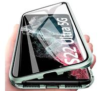 Colala Funda Samsung Galaxy S22 Ultra 5G Absorción Magnética Carcasa[Marco de Metal] Frontal y Trasera Vidrio Templado 360 Grados Slim Fit Ultra Carcasa de Peso Ligero Cover Case - Verde