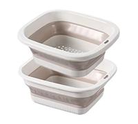 Colander for Kitchen, Folding Colander Bowl Strainers, Double Layer Drain Basket for Fruit, Pasta, Spaghetti, Vegetable, Food Prep Containers, Space-Saving Drainer for Sink Counter, 25 x 22 x 10 cm