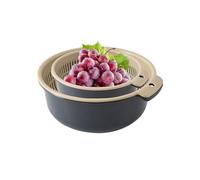 Colander with Bowl, Vegetable Strainer Basket, Base Stackable Container for Baking, Sifting, Meal, Kitchen, Rice Rinsing, Salad Making, Fruits Washing, Pasta Draining, Home