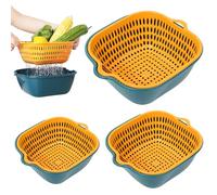 Colandero de tazón de colandro 3 piezas colador de frutas y 3pcs de lavado de fruta de fruta de diferentes tamaños colandante de plástico de doble capas para lavar frutas vegetales..