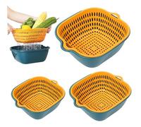 Colandero de tazón de colandro 3 piezas colador de frutas y 3pcs de lavado de fruta de fruta de diferentes tamaños colandante de plástico de doble capas para lavar frutas vegetales..
