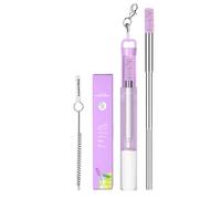 colapsible Metal Drinking Straws - Reusable Telescopic Stainless Steel Straws with Storage Box, Compact Eco-Friendly Pocket Straw Set, Portable Travel Utensils with Cleaning Tool for Students, Work