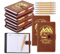 Colarr 10 juegos de cuadernos de cuero con bolígrafos divertidos para compañeros de trabajo, regalos sarcásticos para escribir, viajes, negocios, jefe (marrón)