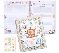 Colarr Libro de recetas para escribir en tus propias recetas, 8.5 x 11 pulgadas, nuestro diario de recetas familiares, cuaderno de recetas en espiral en blanco con calcomanías de bricolaje, regalo de