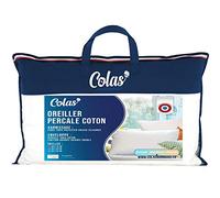 Colas Normand 73130311 Almohada de Percal de Algodón, 50 x 70 cm, Acabado Fino, Confort, Percal 100% Algodón, Suave, Fabricado en Francés, Blanco