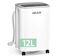 COLAZE Deshumidificador, 12L/día Deshumificadores de humedad, Deshumidificador Eléctrico Silencioso, Ideal para, Baños, Dormitorios, Sótanos, 24H Timer & Drenaje Continuo