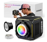 COLBOR 60W LED Luz de Vídeo con Batería Integrada 59Wh, Luz COB RGBW Portátil, 2700K-6500K Bi-Color, CRI 96+, Control por App, Carga PD/DC, Iluminación para Fotografía, Exterior y Vlogging