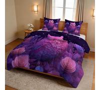 Colcha 3D en relieve de cuento de hadas, 240 x 220 cm, para 4 estaciones, animales, búho, floral, rosa, reversible, suave, para todas las estaciones, sin funda de almohada, para adolescentes y adultos