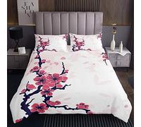 Colcha Acolchada de Flores de Cerezo, Estilo japonés, con temática romántica, Rosa, Conjunto de Colcha botánica, Estampado Floral, Acolchada, para niñas, niños, Adultos, decoración de habitación, ram