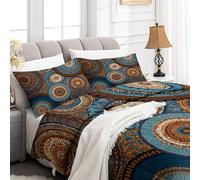 Colcha Acolchada Reversible Multicolor 220 x 240 cm, Edredón Cubre Cama Acolchada Mandala Geométrico Estampado - Juego de Cama para Sofá y Aire Acondicionado Edredón Suave y Transpirable