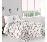 Colcha BOUTI Malu Reversible DE FUNDECO Reversible DE Primavera Verano - Cama de 180 CM (Malva Tierra)