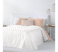 Colcha Bouti Reversible de Lunares | Incluye Fundas de Cojín 50x70cm | Relleno Ligero 100g para Verano | Cama de 105-200x270cm | Tacto Suave, Esquinas Redondeadas | Jessy Nude
