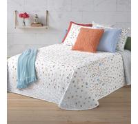 Colcha Boutí Reversible Groovy 414 de Manterol - Diseño Floral y Estampado Vintage, Tacto Suave, Incluye Fundas de Cojín, Ligera, Primavera-Verano (Cama 150/160 cm)