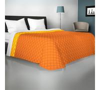 Colcha - Colcha - Quilt - Primavera Verano - Valentina - Cama Individual - Matrimonio - Color liso - Reversible - Made in Italy (880), Amarillo/Naranja