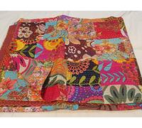 Colcha de algodón Tribal Asian Textiles, bordado Kantha hecho a mano, Queen size, reversible