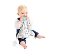 Colcha de bebé con mordedor de silicona integrado más juguetes sensoriales - Comfortchew de Cheeky Chompers 4 en 1 - Regalo para bebé perfecto & esencial para recién nacidos - (Cheeky Animals)