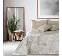 DecoKing Colcha de Cama Alhambra, 200 x 220 cm. en Beige, Blanco y Capuchino, con patrón Abstracto en Dos Lados y fácil de Limpiar