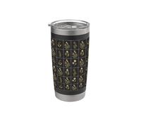 Colcha de patchwork botánico con flores, rosas sobre negro Vaso térmico de acero inoxidable de doble pared