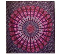 Colcha Doble de Algodón + Colgante de Pared - Pavo Real Mandala - Morado