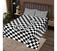 Colcha geométrica para niños, tamaño King, elegante juego de colcha de retazos a cuadros con letra J, decoración de habitación de niñas y niños, colcha acolchada moderna a cuadros, edredón blanco y