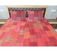 Colcha India para Cama Individual o King India con Retazos étnicos, Colcha India de Seda Antigua Bohemia