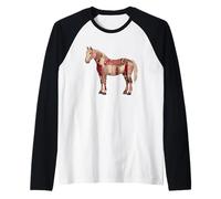 Colcha Patchwork Rojo Caballo Country Western Camiseta Manga Raglan