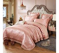 Colcha Reversible Conjunto la Cubierta edredón fácil Anti alérgico Suave con Almohadas Bordado Satinado Jacquard Ropa Cama (Color: de g: (f Rey)