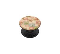 Colcha Rubor Vintage Rosa Floral Patchwork peonía Flores PopSockets PopGrip Adhesivo