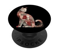 Colcha rústica Floral con diseño de Gato Folk Vintage PopSockets PopGrip Adhesivo