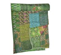 Colcha tribal asiática de seda india sari patchwork kantha colcha de cama queen reversible