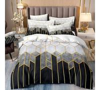 Colcha Verano Cama 150 Negro Oro Gris Funda Nordica Cama 150 Invierno Modernas Colchas Microfibra con Cremallera Suave Antiarrugas Funda Edredon+2 Funda Almohada 50x75cm