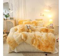 Colchado de Ropa de Cama de edredón Corbata de pilotes Largos Cubierta de órtogo de Cuidado fácil de Cuidado de la Cubierta de la Cama del lecho de la Colcha con 2 Fundas de Almohadas (Color:
