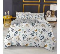 Colchas Cama 135 Ginkgo Biloba Blanco Fundas Nordicas Microfibra Antialérgico Colcha Antiarrugas,1 con Cremallera Funda Nordica Cama 135 y 2 Funda Almohada 50x75cm