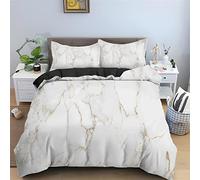 Colchas Cama 150 Modernas Mármol Blanco Colcha Súper Suave Microfibra Fundas Nordicas Colcha Estampada con Cremallera - Incluir 2 Funda Almohada (50x75cm)