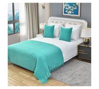 Colchas de color liso con borlas, caminos de cama, bufandas, mantas para los pies de la cama, tamaño Queen/King, decoración del hogar, color verde lago, tamaño ,Lake Water Green-Large size 130x230cm