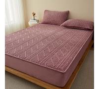 Colchón almohadilla esponjosa del colchón de bolsillo profundo colchón colchón colchón acolchado colchón de colchón protector cubierta con bolsillo profundo de hasta 6-18 pulgadas (color: rosa oscuro,