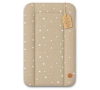 Colchón cambiador acolchado y suave para el bebé cambio de pañal | Colchoneta impermeable para cambio de pañal en cuna cómoda lavadora y viaje superficie 70 x 50 cm Beige con estrellas blancas