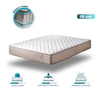 Cecotec Colchón Viscoelástico y Muelles Ensacados Flow 6790 Hybrid 150x190. Multicapa, Altura 26cm, Firmeza Media-Suave, Independencia de Lechos, Transpirabilidad, Doble Cara para Invierno y Verano