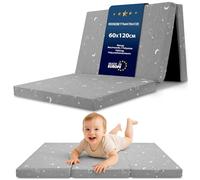 Colchon Cuna Bebe Plegable 120 x 60 cm - colchoneta Cama Infantil de Viaje colchón Transpirable y colchones de Espuma con Funda Lavable 120x60cm Lunas