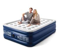 Colchón de aire de camping Queen con bomba incorporada, 18 pulgadas de grosor, 660 libras, resistente, cómodo, colchón de aire inflable con bolsa de transporte, cama de aire plegable para viajes