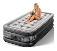 Colchón de aire individual para campamento con bomba integrada de 18 pulgadas de grosor, 330 libras, resistente, cómodo, colchón de aire inflable con bolsa de transporte, cama de aire plegable para