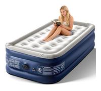 Colchón de aire individual para campamento con bomba integrada de 18 pulgadas de grosor, 330 libras, resistente, cómodo, colchón de aire inflable con bolsa de transporte, cama de aire plegable para